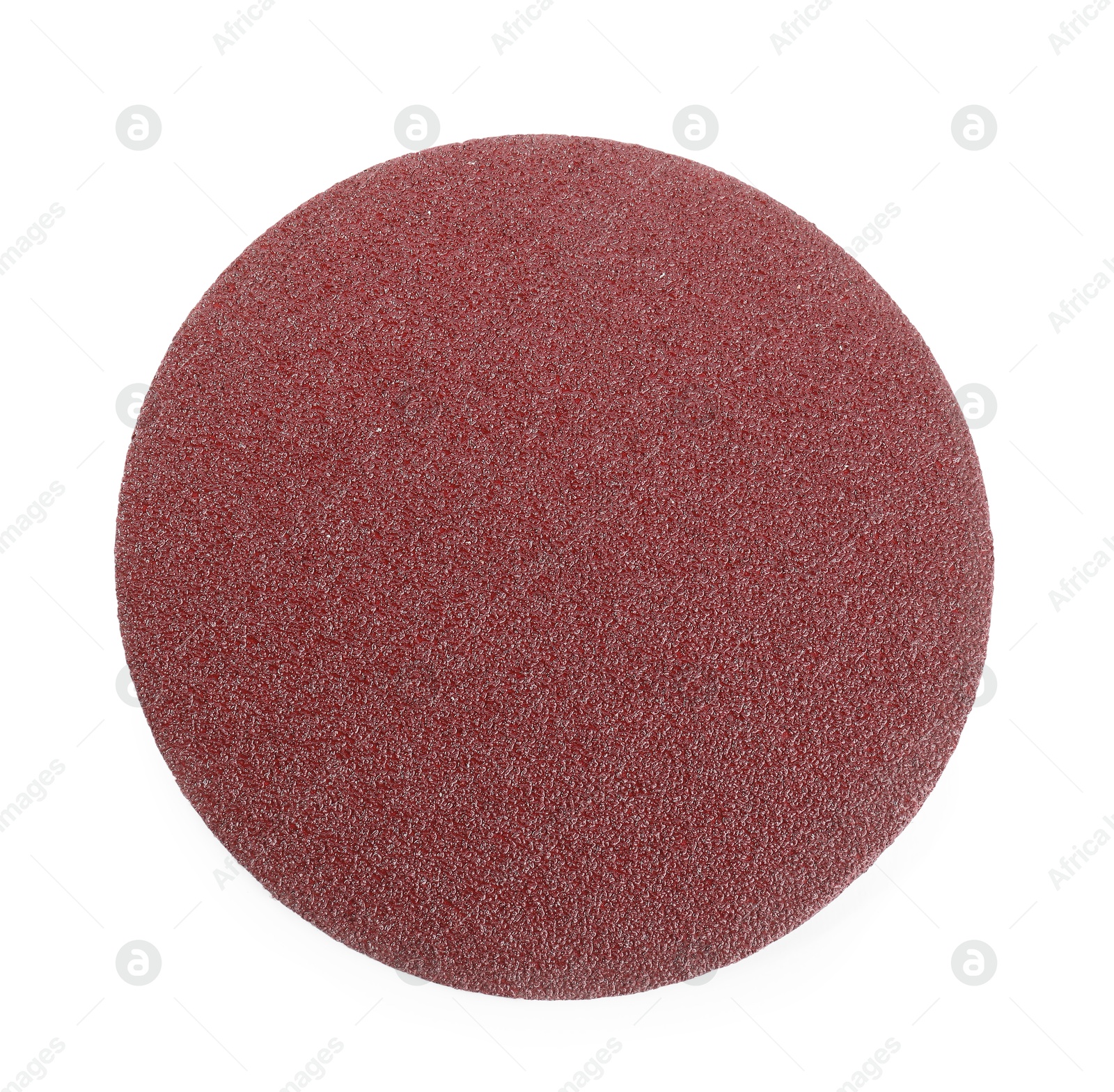 Photo of Coarse sandpaper disk isolated on white, top view