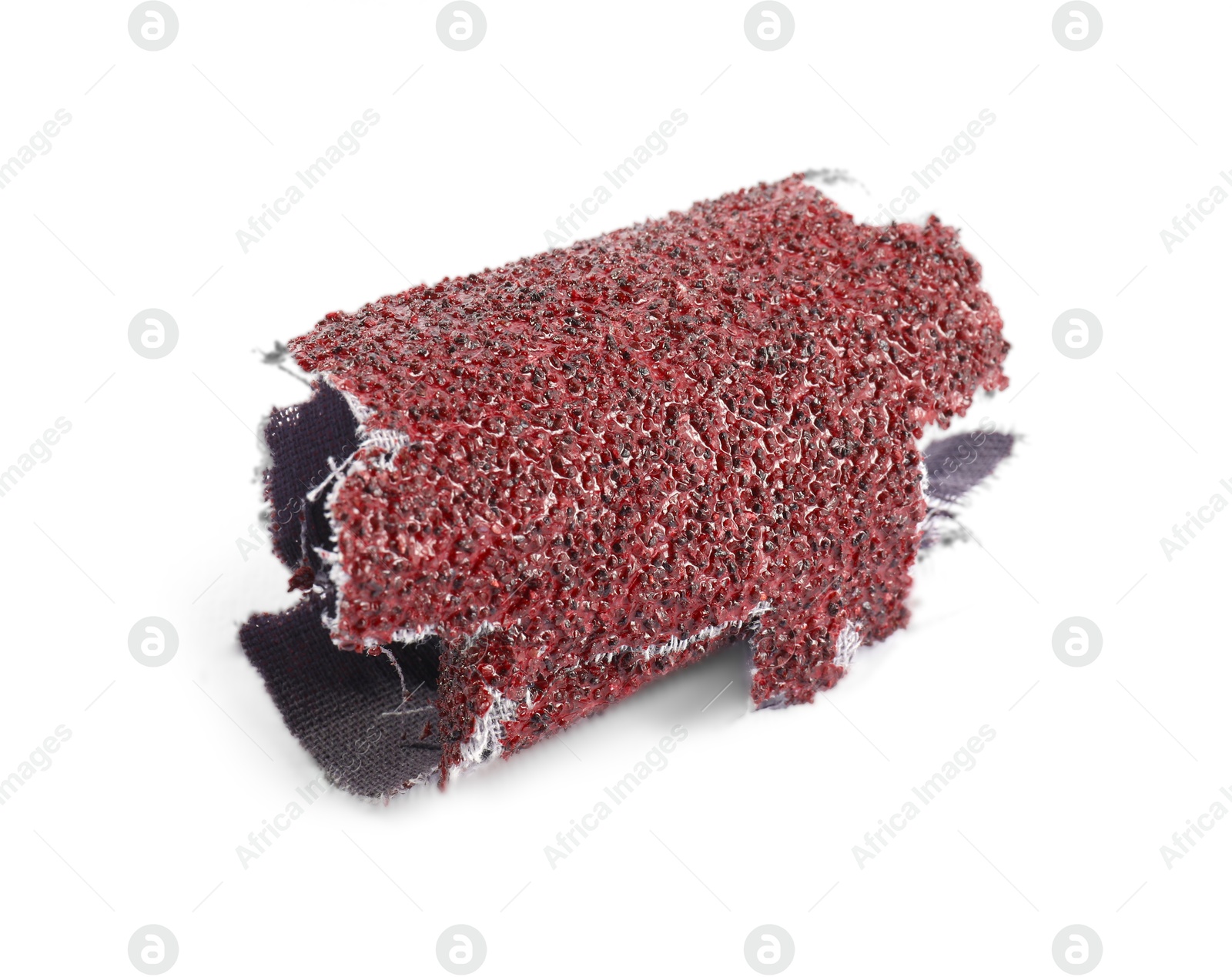 Photo of Piece of coarse sandpaper isolated on white