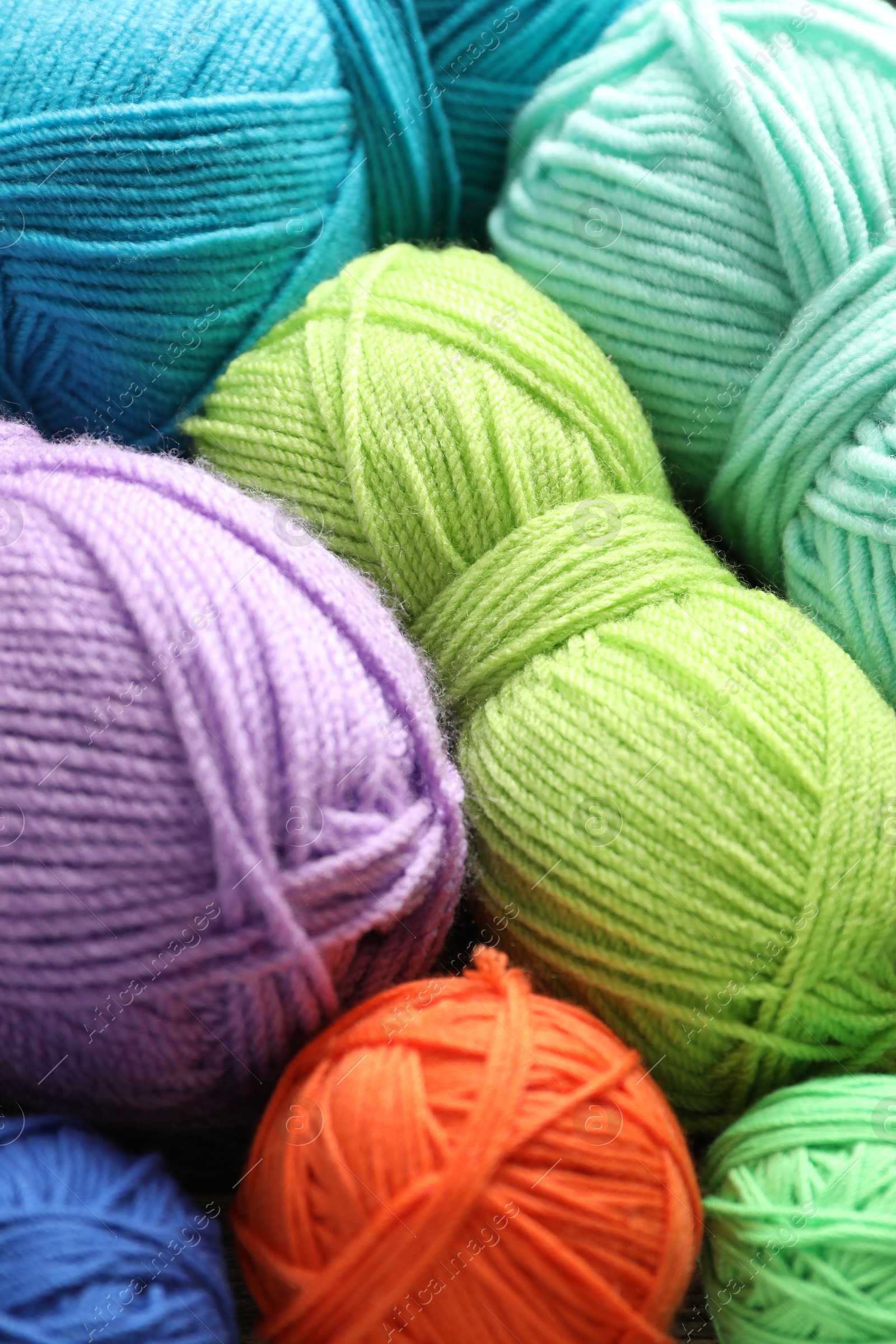 Photo of Many different yarns as background, above view