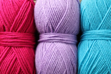 Photo of Many different yarns as background, top view