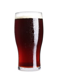 Glass of dark beer isolated on white