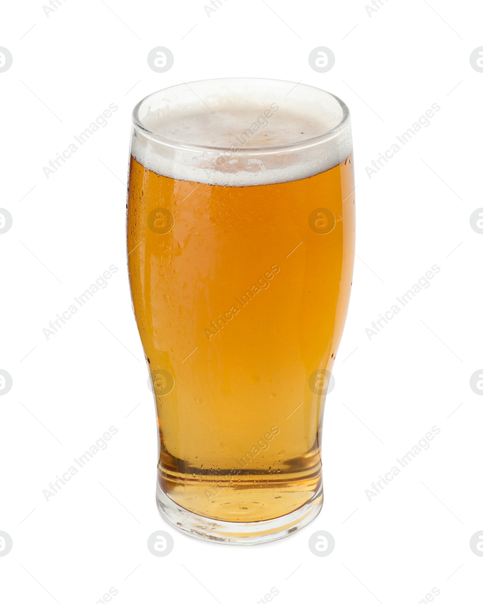 Photo of Glass of light beer isolated on white