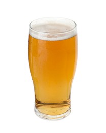 Photo of Glass of light beer isolated on white