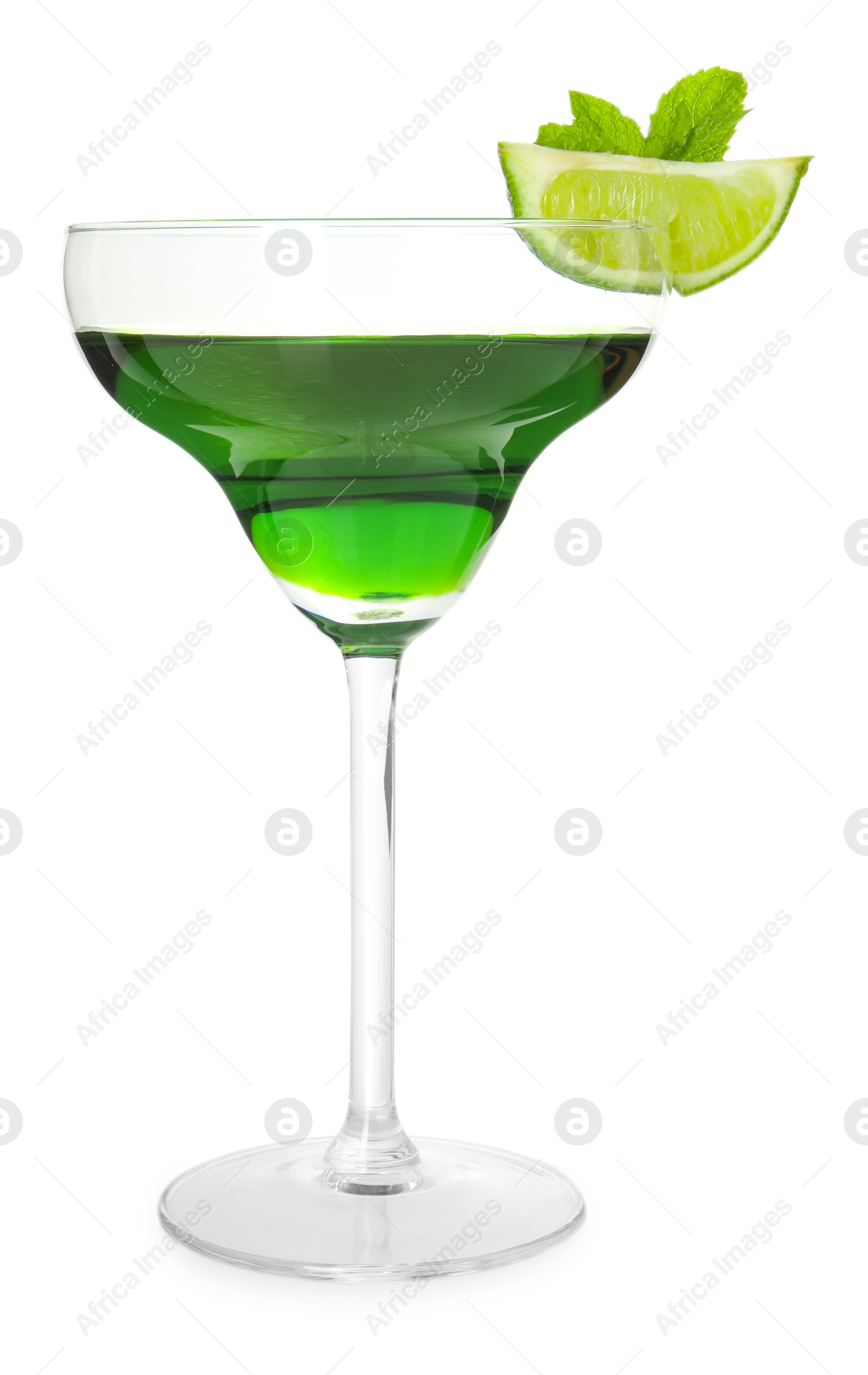 Photo of Refreshing cocktail in glass isolated on white