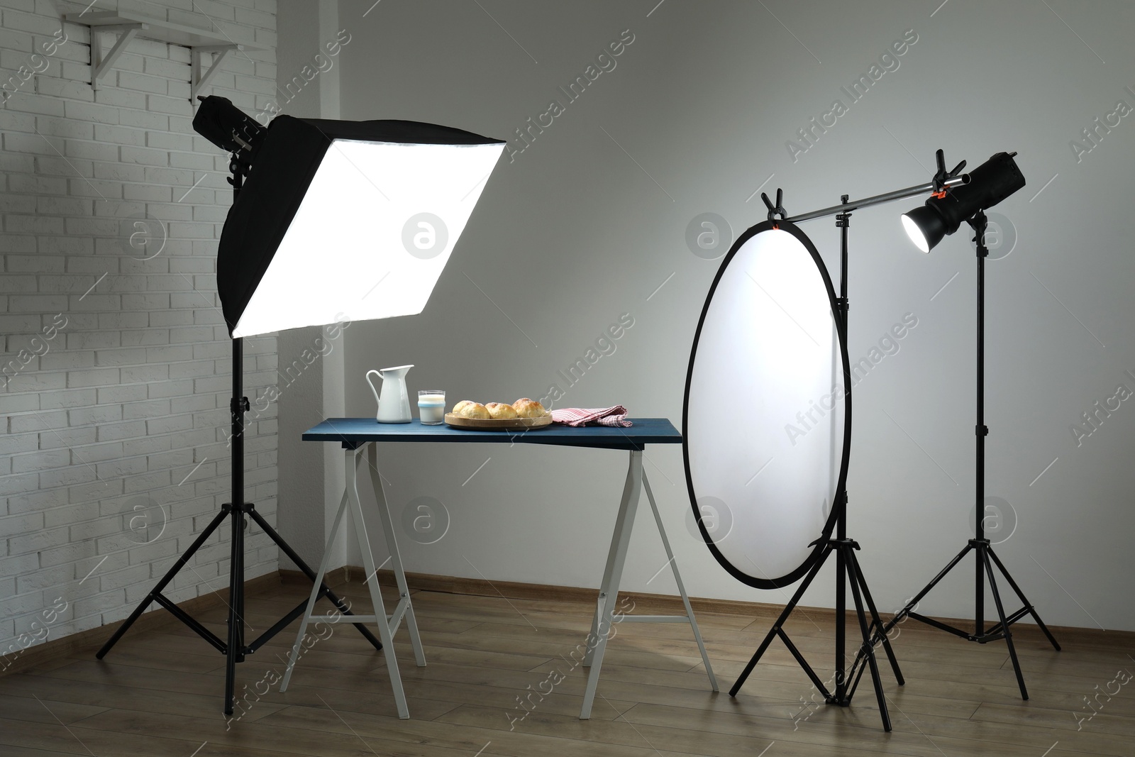 Photo of Shooting food in photo studio with professional lighting equipment