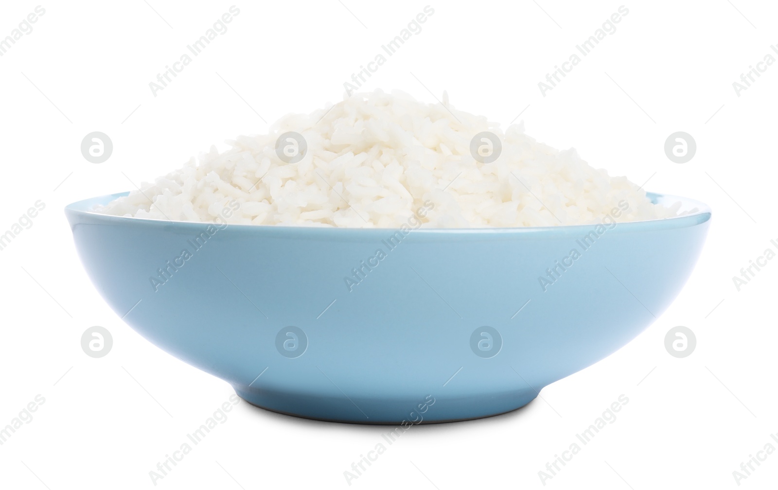 Photo of Tasty cooked rice in bowl isolated on white