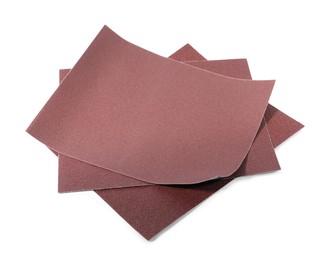 Many sheets of sandpaper isolated on white