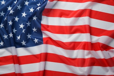 Photo of Flag of USA as background, top view