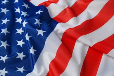 Photo of Flag of USA as background, closeup view