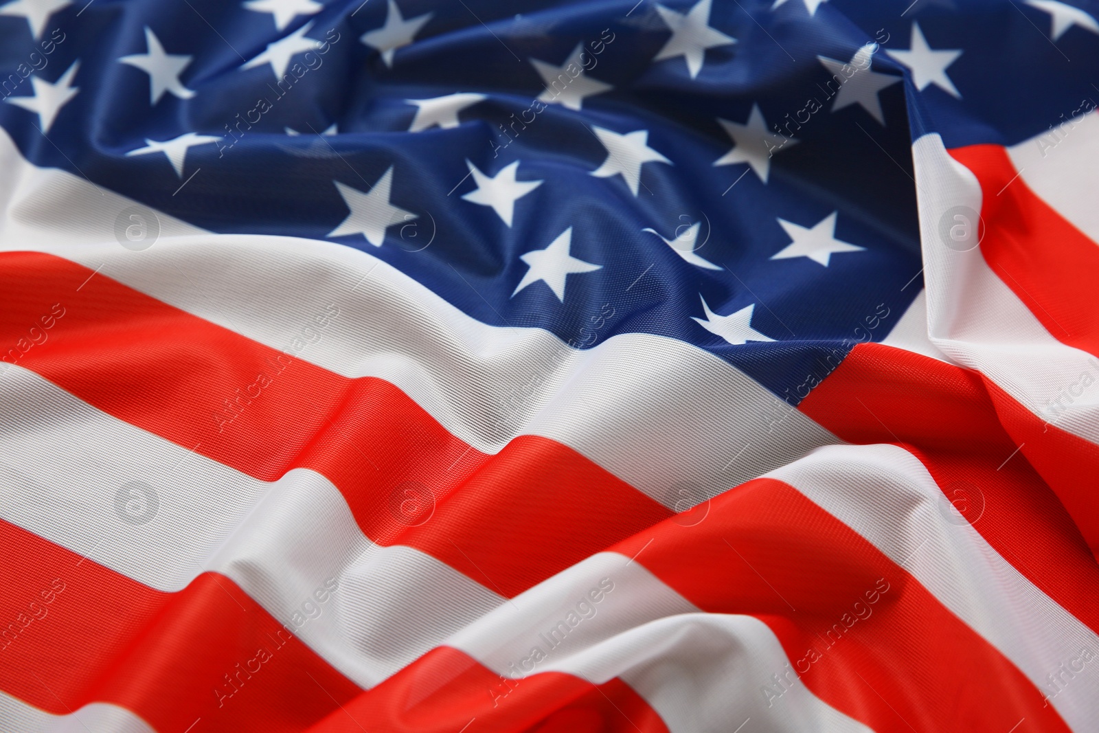 Photo of Flag of USA as background, closeup view