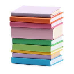 Stack of colorful books isolated on white