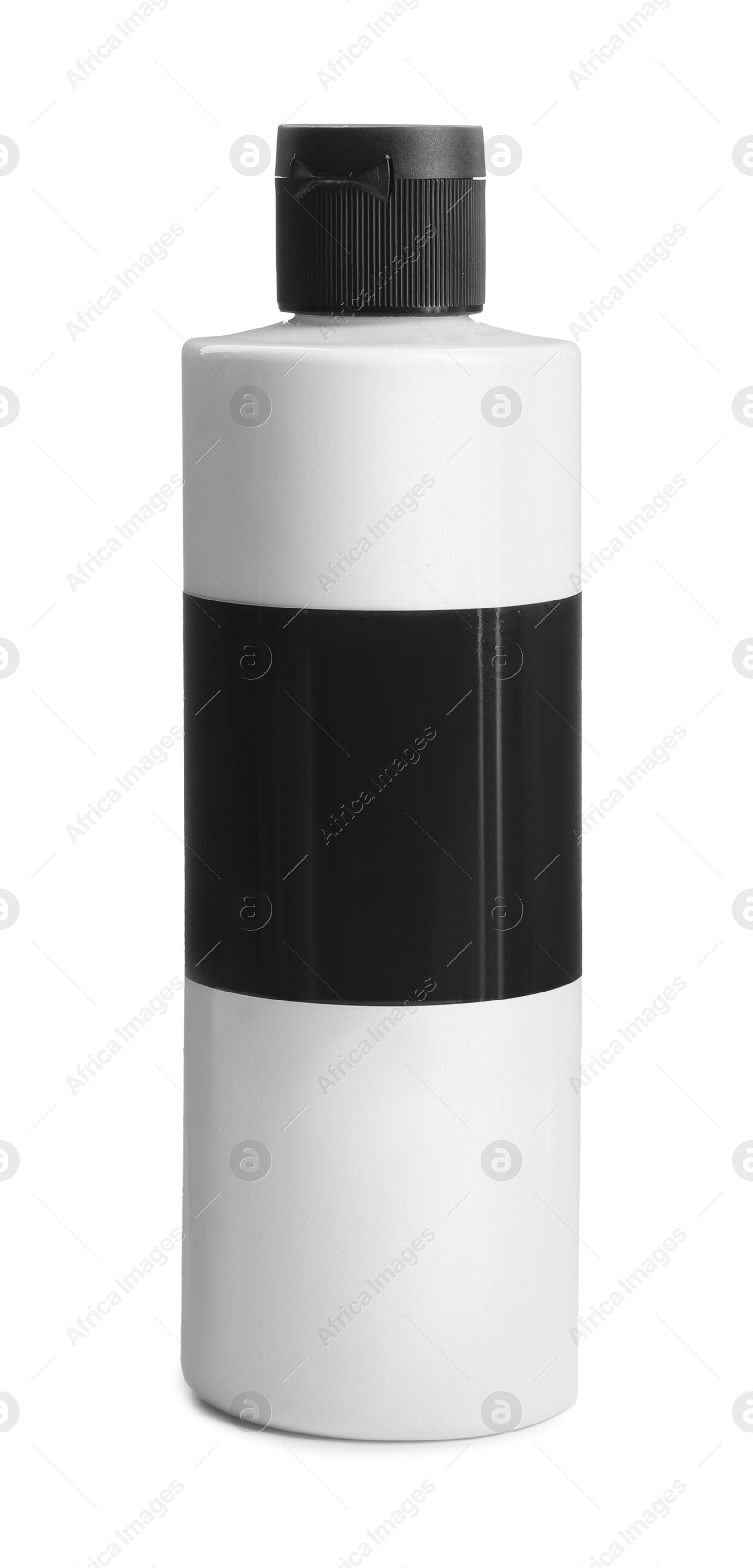 Photo of One bottle of acrylic paint isolated on white