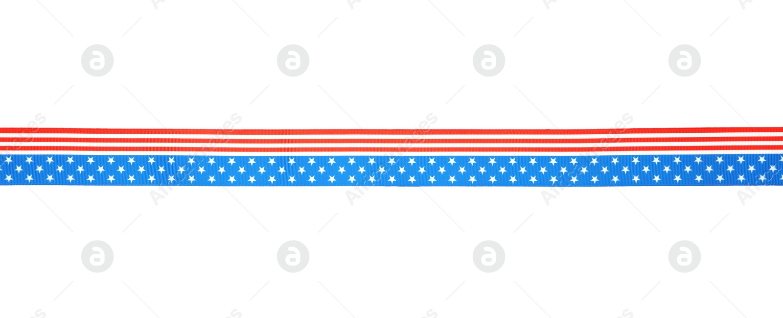 Photo of Ribbon with American flag pattern isolated on white