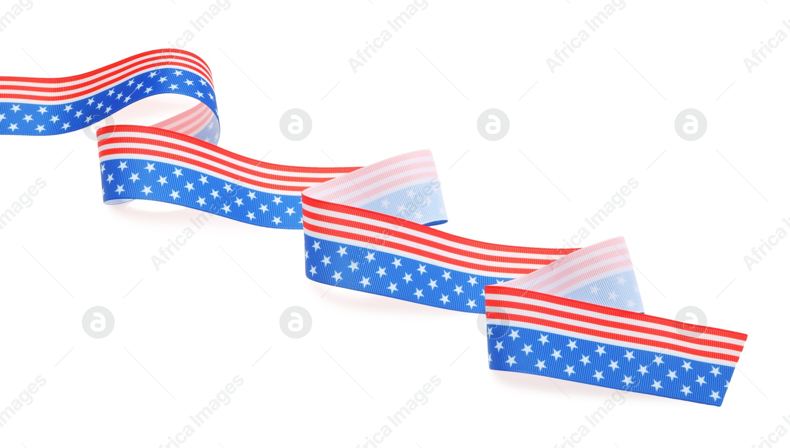 Photo of Ribbon with American flag pattern isolated on white