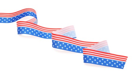 Photo of Ribbon with American flag pattern isolated on white