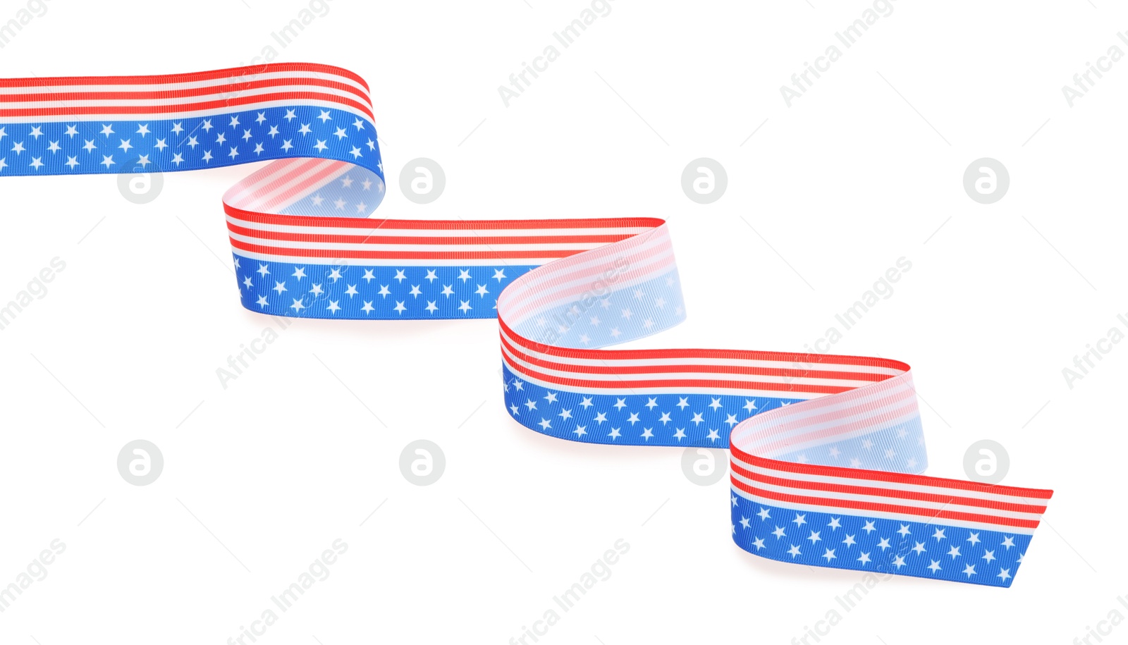 Photo of Ribbon with American flag pattern isolated on white