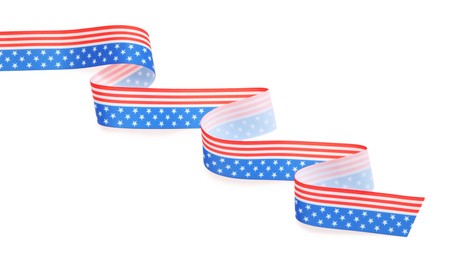 Photo of Ribbon with American flag pattern isolated on white