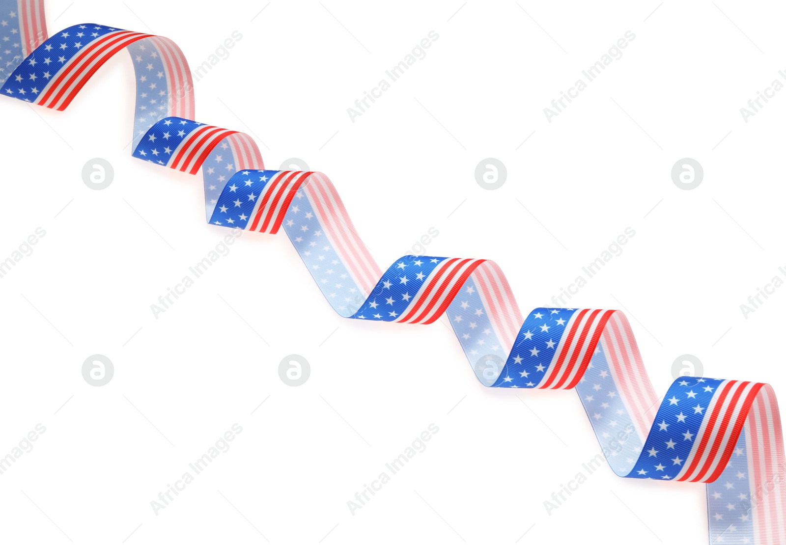 Photo of Ribbon with American flag pattern isolated on white