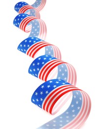 Photo of Ribbon with American flag pattern isolated on white