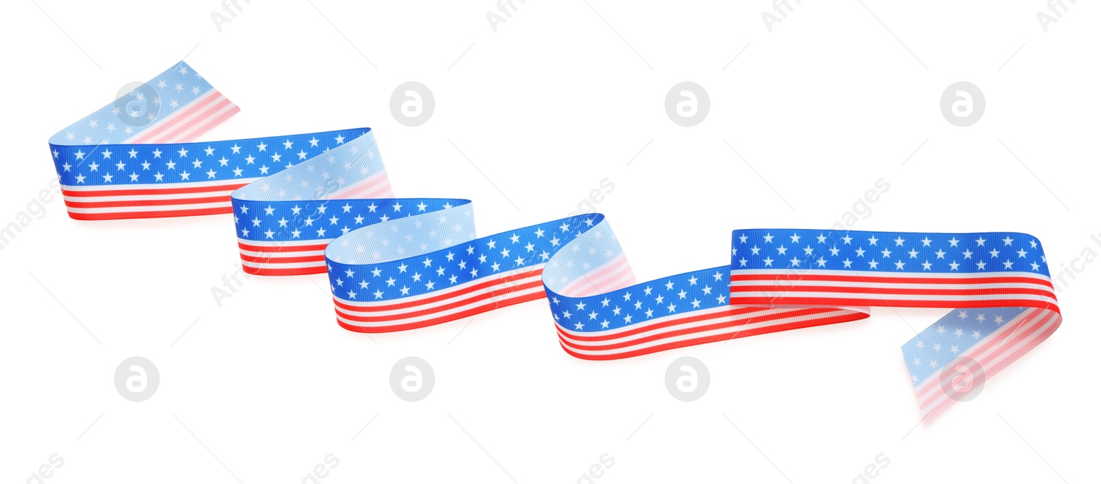 Photo of Ribbon with American flag pattern isolated on white