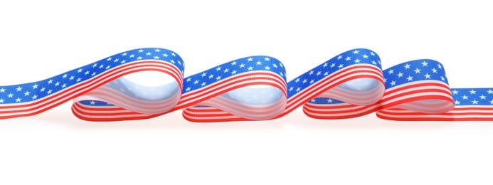 Ribbon with American flag pattern isolated on white