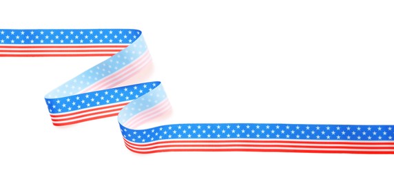 Ribbon with American flag pattern isolated on white