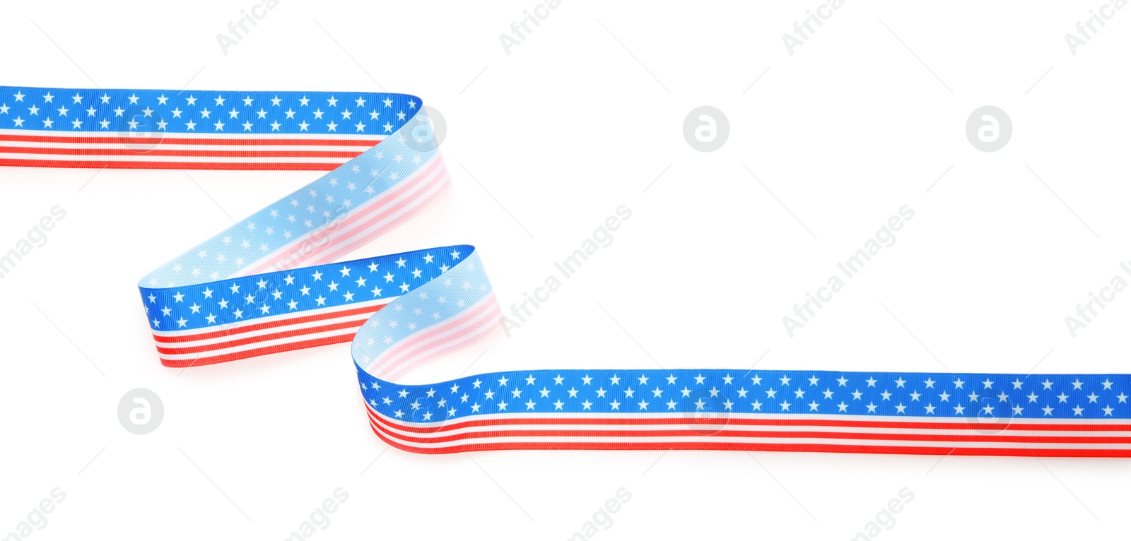 Photo of Ribbon with American flag pattern isolated on white