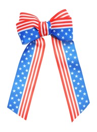 Ribbon bow with American flag pattern isolated on white