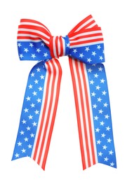 Ribbon bow with American flag pattern isolated on white