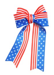 Ribbon bow with American flag pattern isolated on white