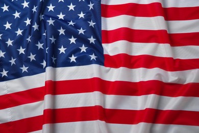 Flag of USA as background, top view