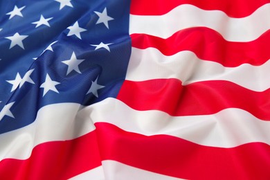 Photo of Flag of USA as background, closeup view