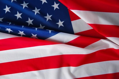 Flag of USA as background, top view