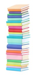 Photo of Stack of colorful books isolated on white