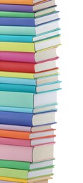 Stack of colorful books isolated on white