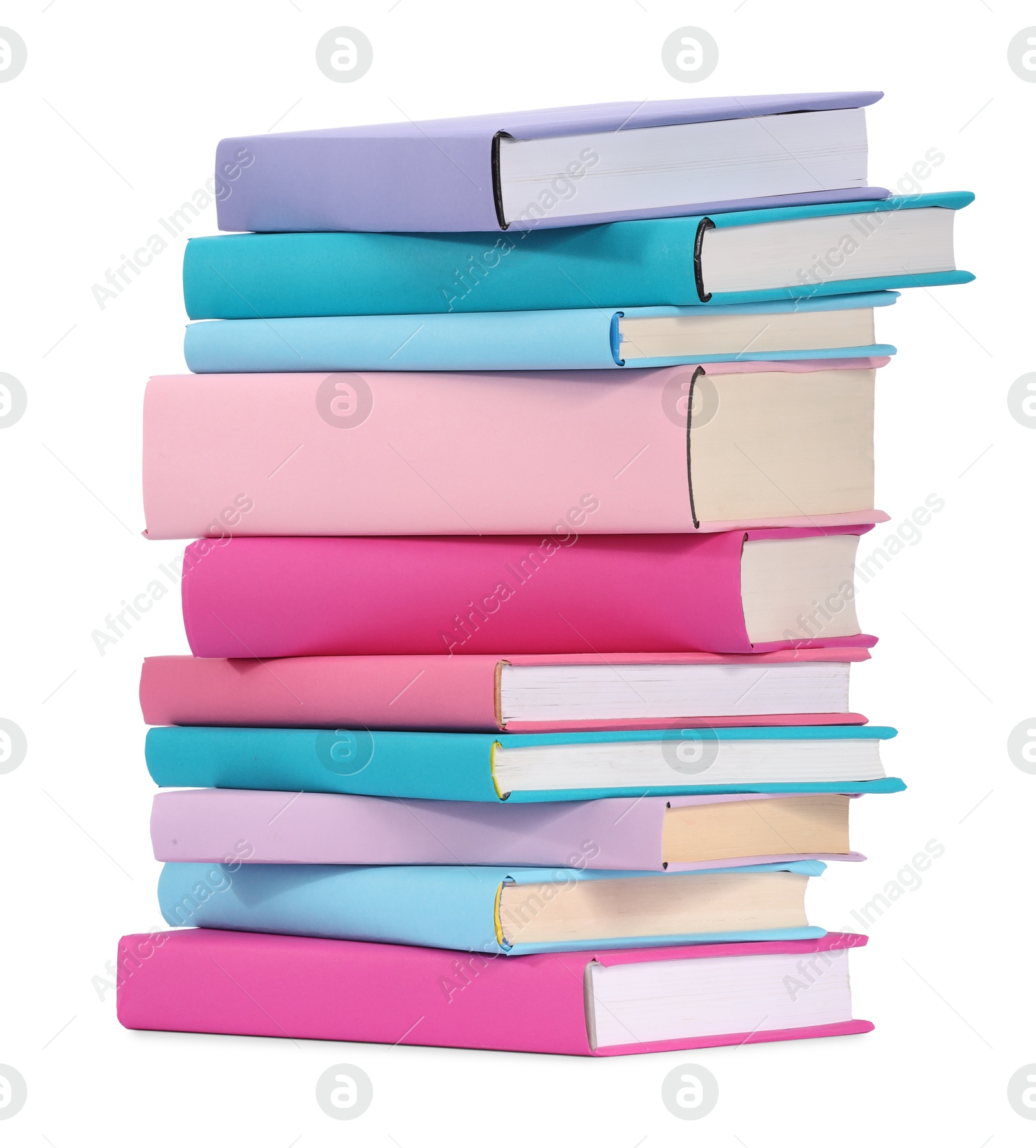 Photo of Stack of colorful books isolated on white