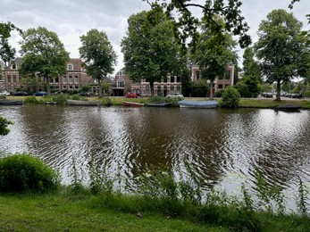 Photo of Picturesque view of canal with moored boats