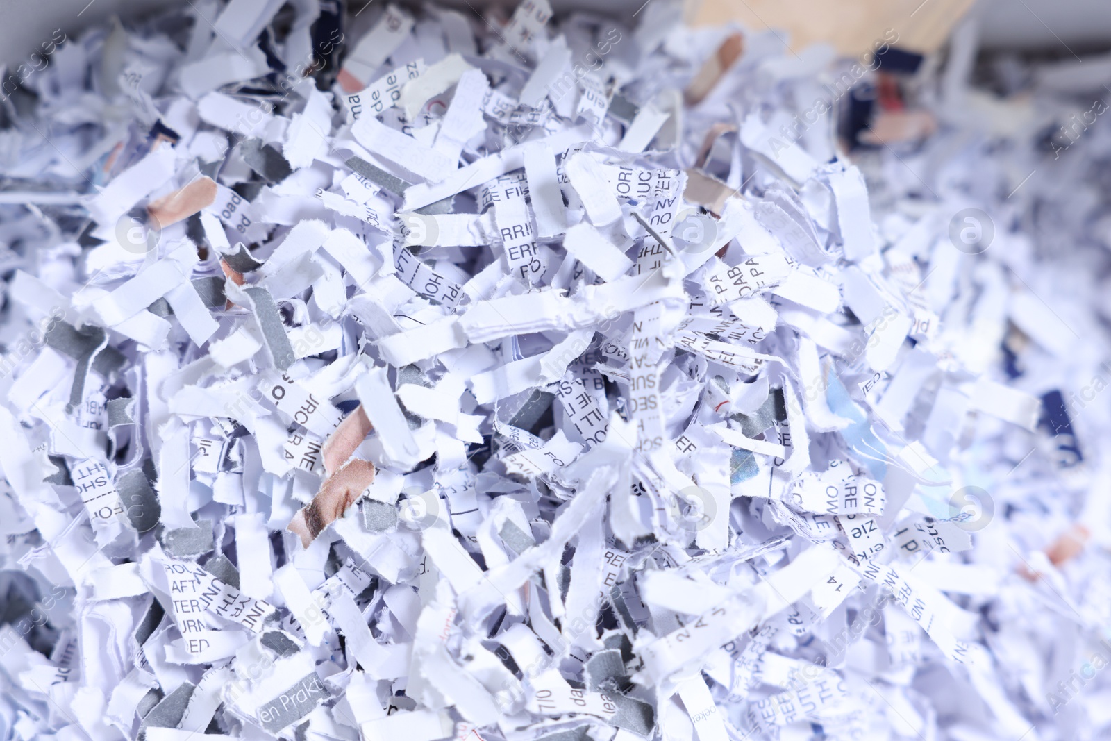 Photo of Pile of shredded paper strips, closeup view