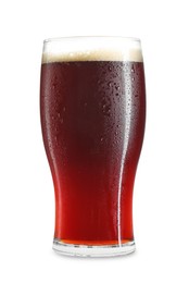 Glass of dark beer isolated on white