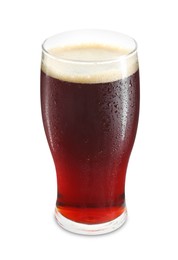 Glass of dark beer isolated on white