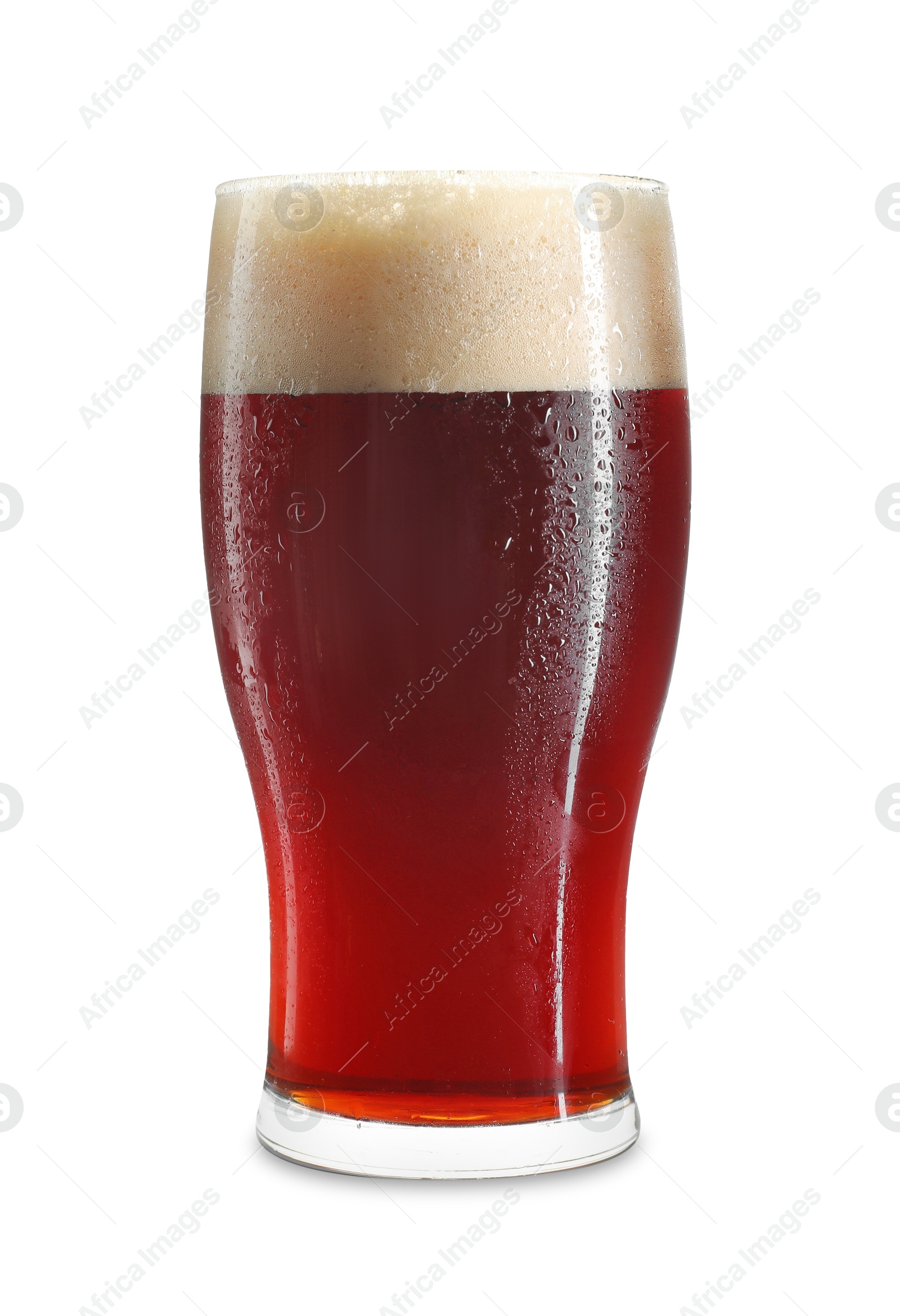 Photo of Glass of dark beer isolated on white