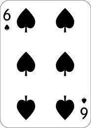 Image of 6 of spades. One playing card, illustration