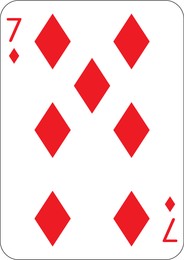 Image of 7 of diamonds. One playing card, illustration