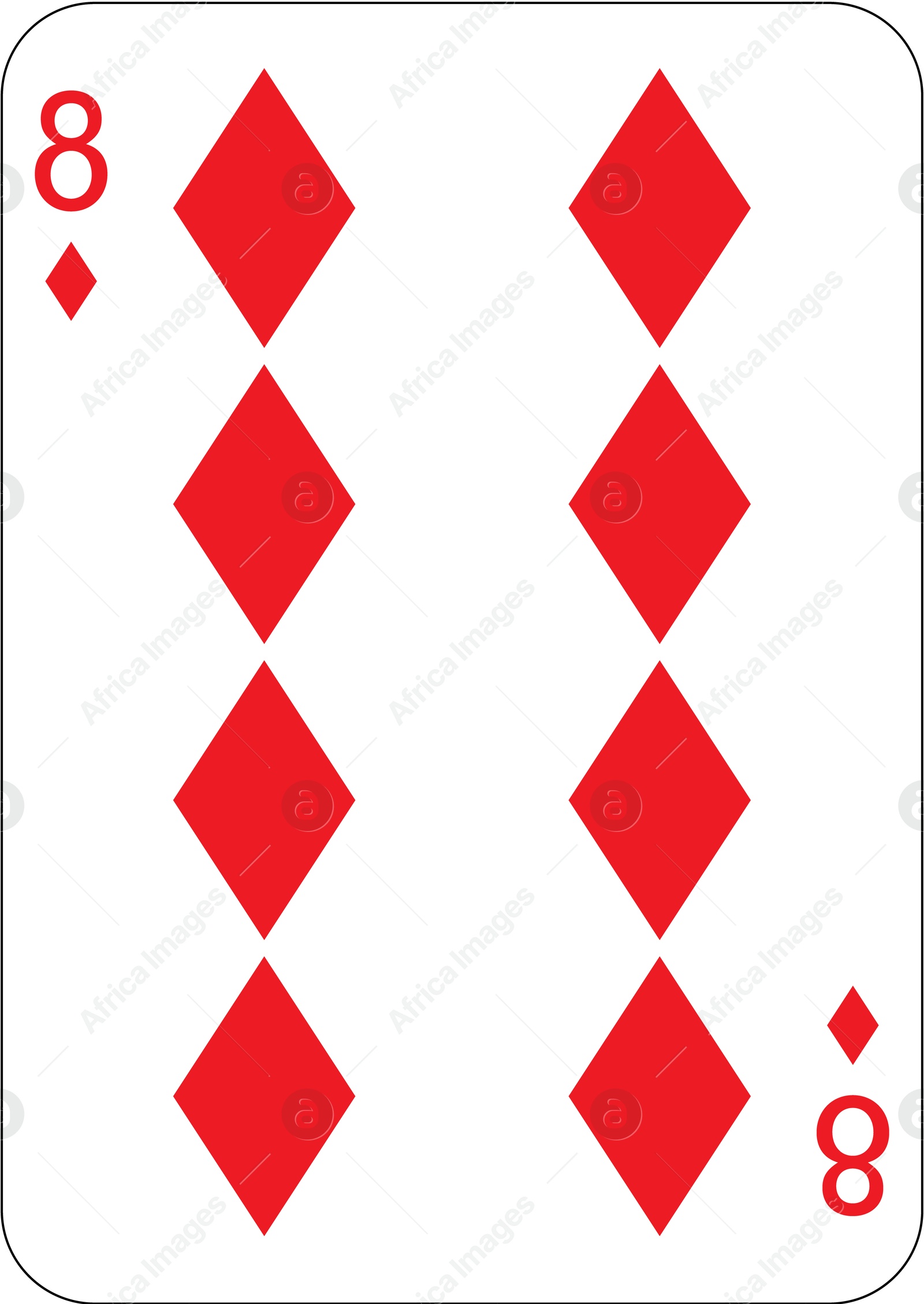 Image of 8 of diamonds. One playing card, illustration