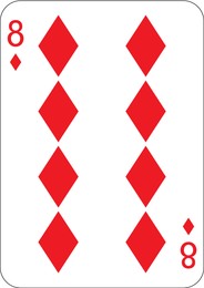 8 of diamonds. One playing card, illustration