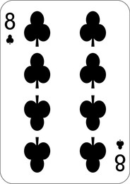 Image of 8 of clubs. One playing card, illustration