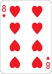 Image of 8 of hearts. One playing card, illustration