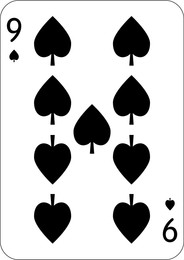 Image of 9 of spades. One playing card, illustration