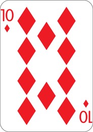 10 of diamonds. One playing card, illustration