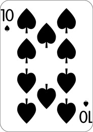 Image of 10 of spades. One playing card, illustration